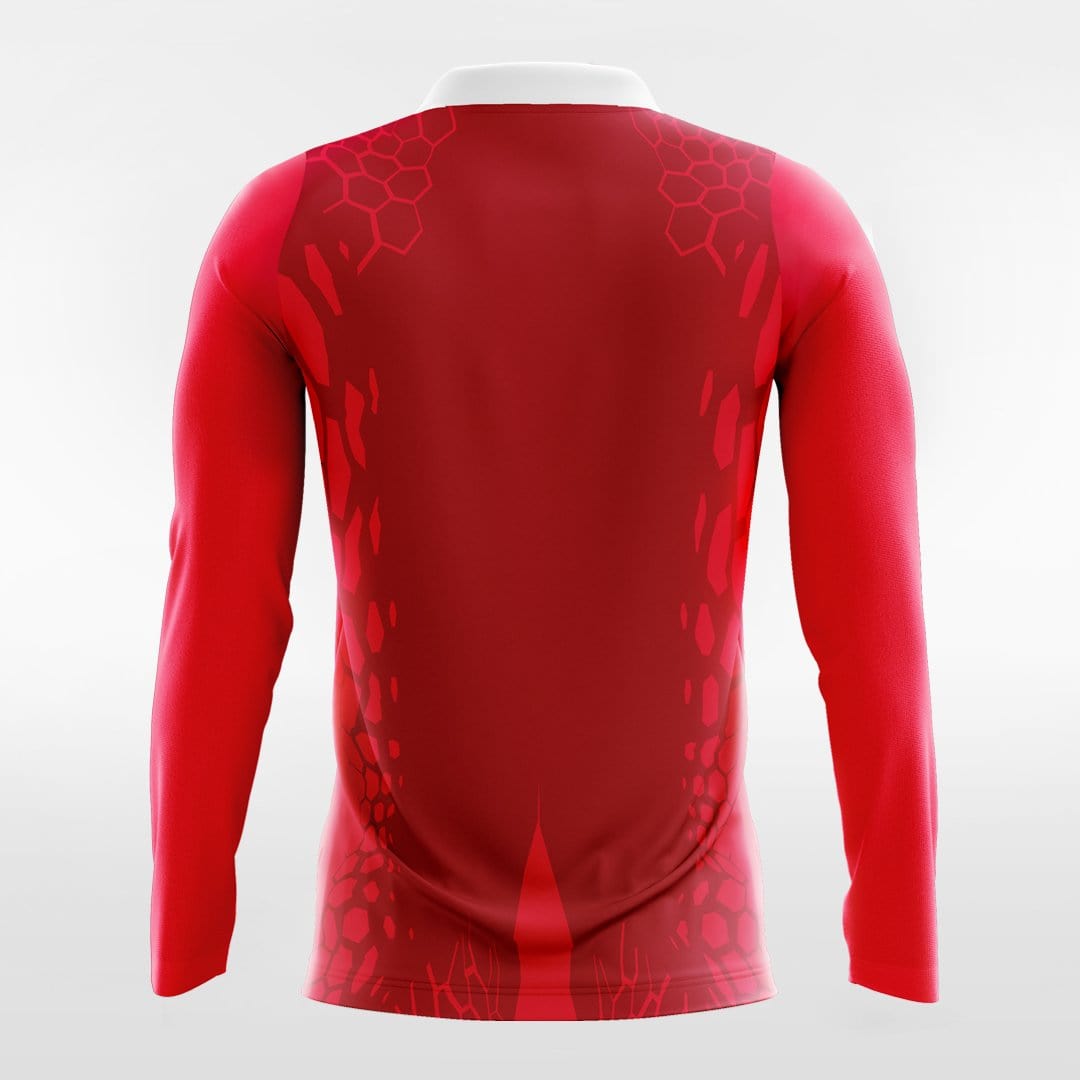 Dragon Vein - Custom Long Sleeve Soccer Jersey Red for Men