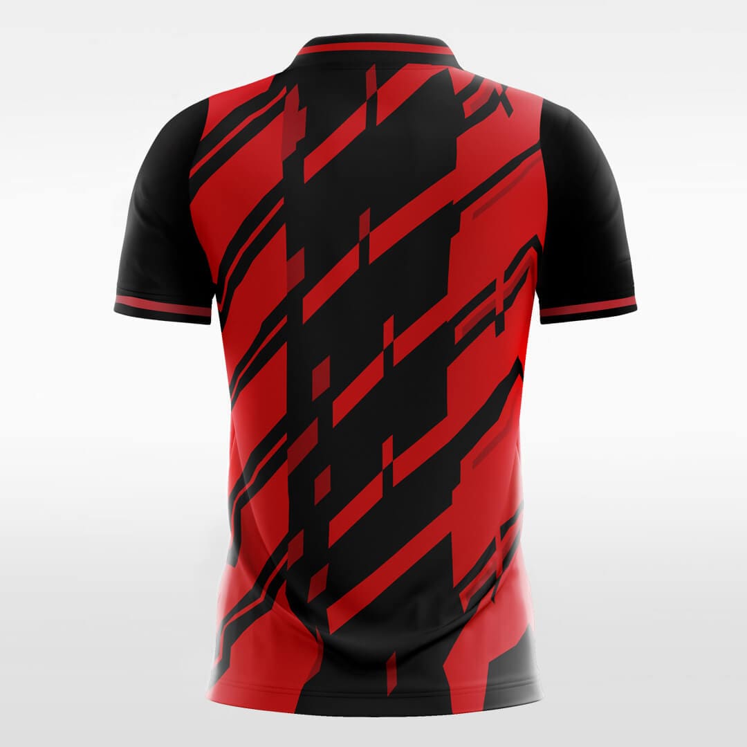 Red and Black Striped Soccer Jersey