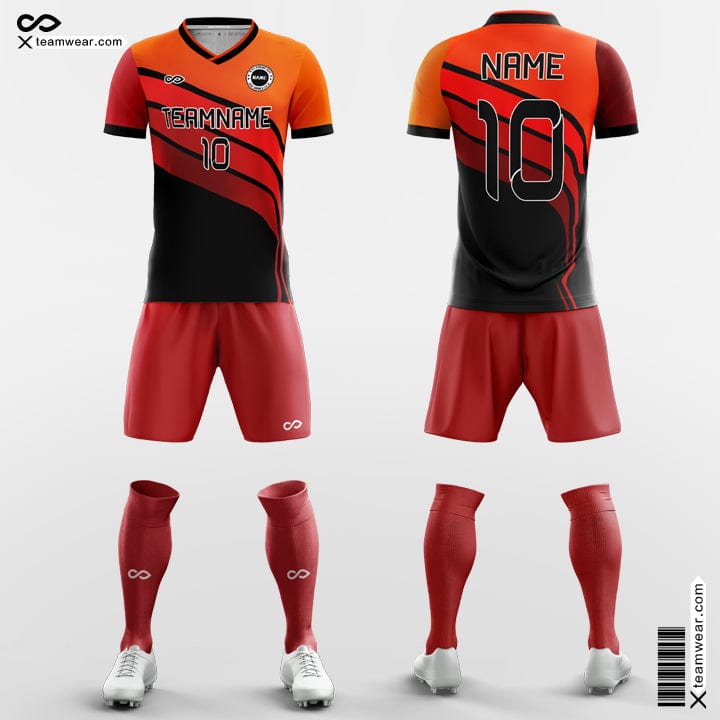 Custom School Soccer Jerseys Red and Black