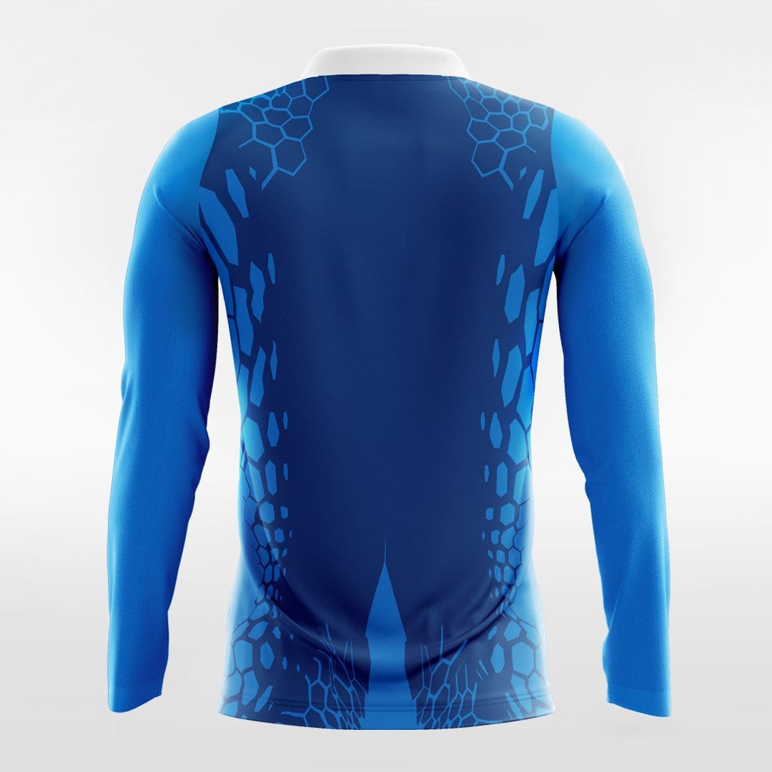 Dragon Vein - Custom Long Sleeve Soccer Jersey Deep Blue for Men
