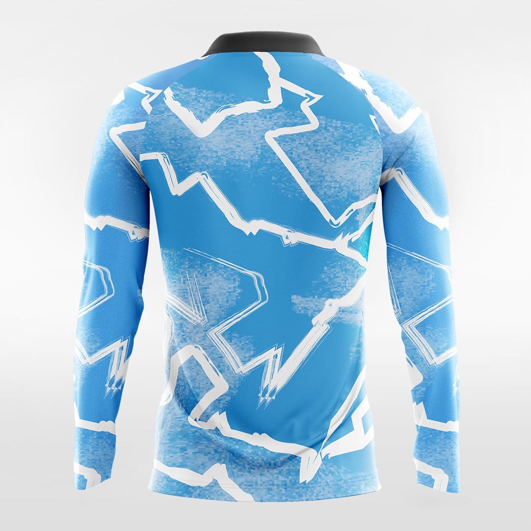 Pop Camouflage Blue - Custom Long Sleeve Soccer Jersey for Men
