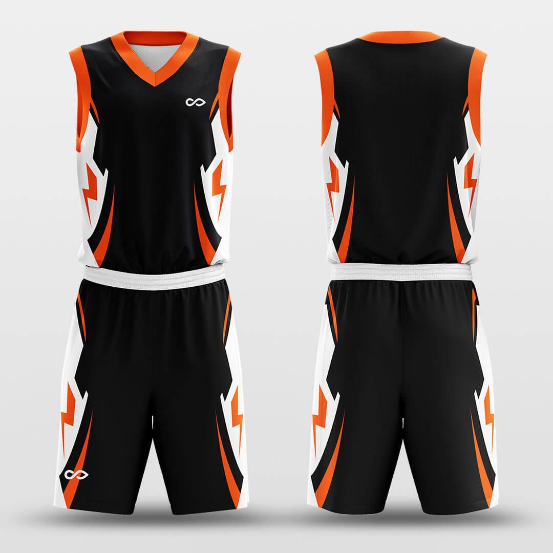 Orange Lightning basketball jersey set