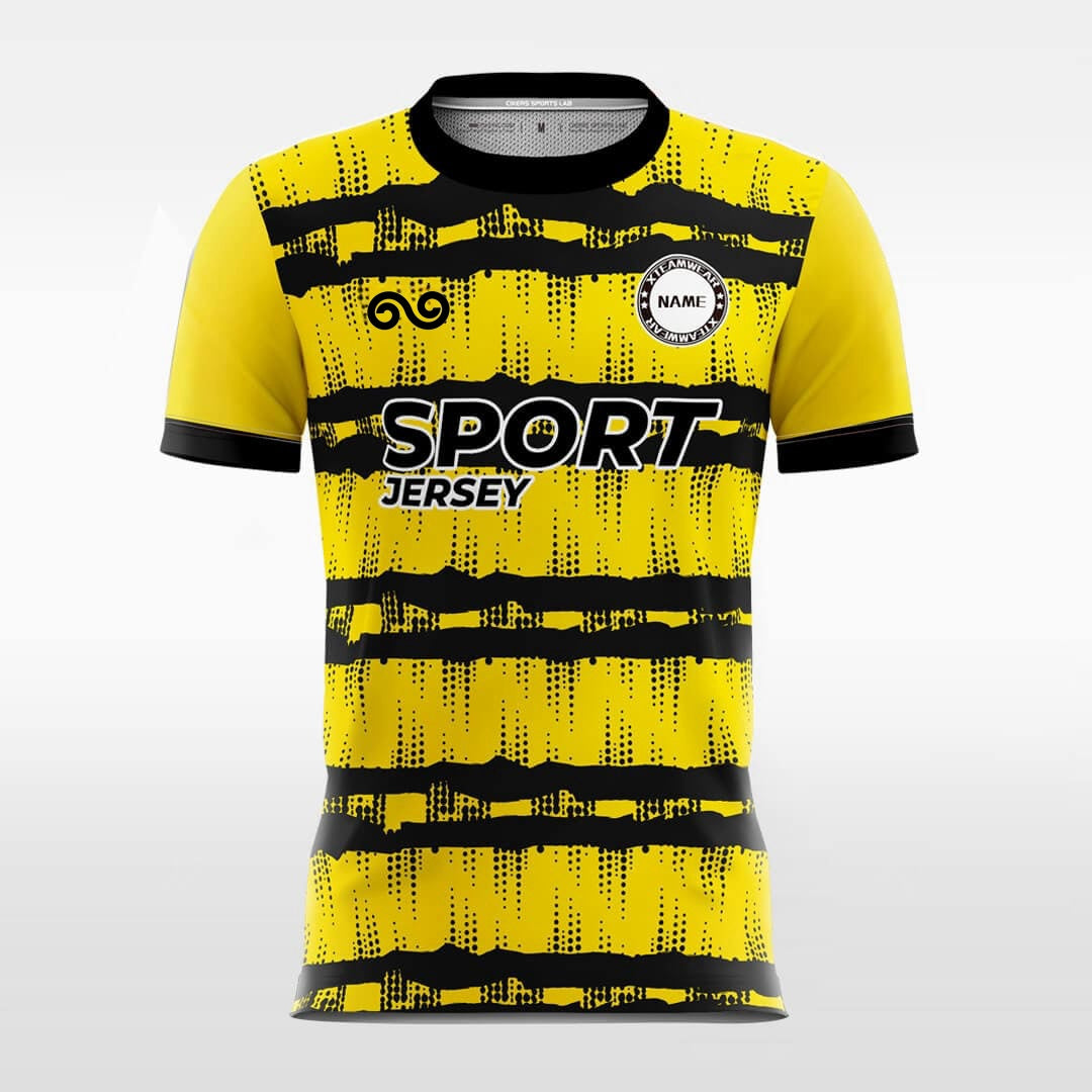 Yellow and black soccer shirts