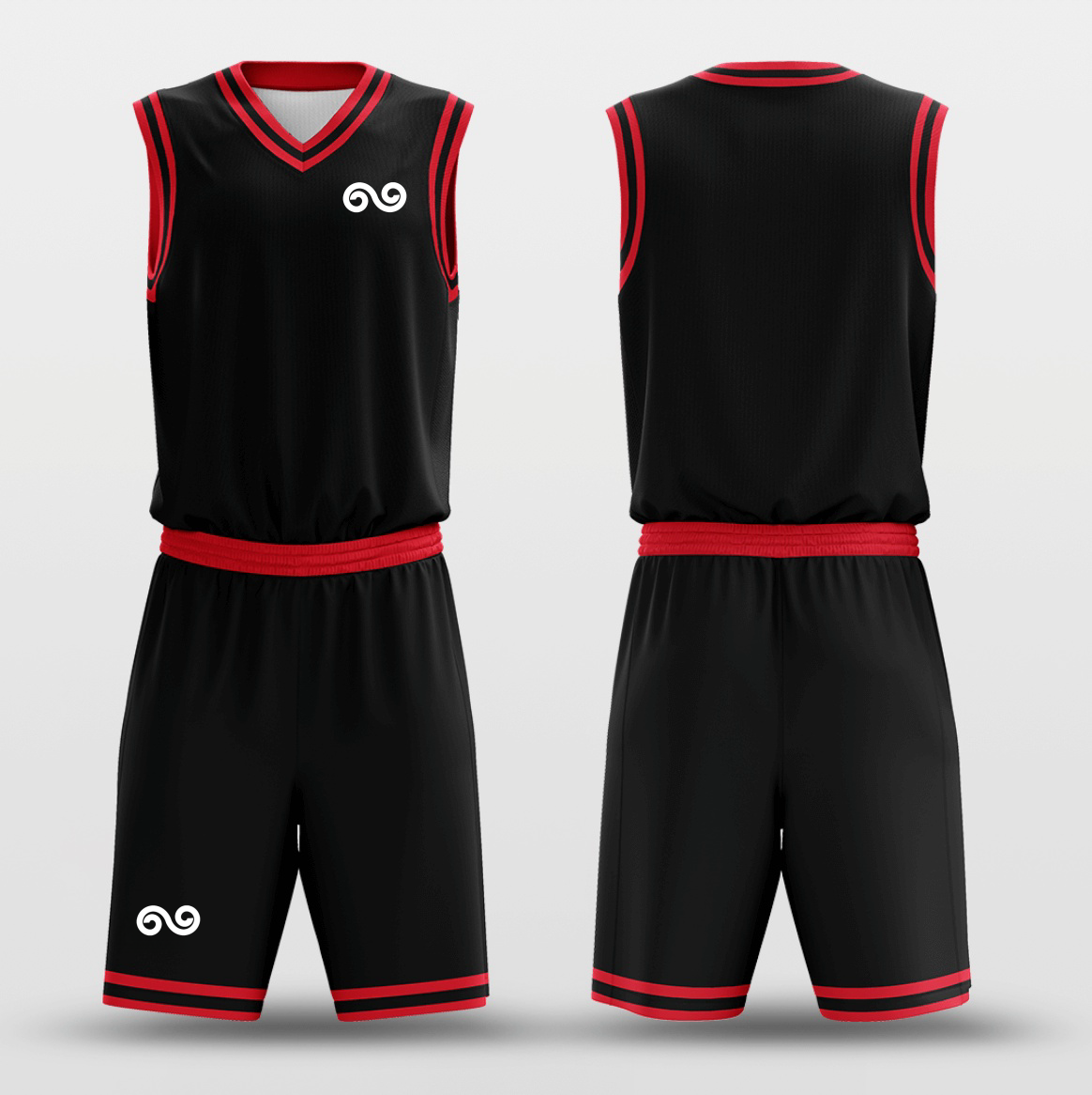 Black Red -Custom Basketball Jersey with Shorts Subliamted