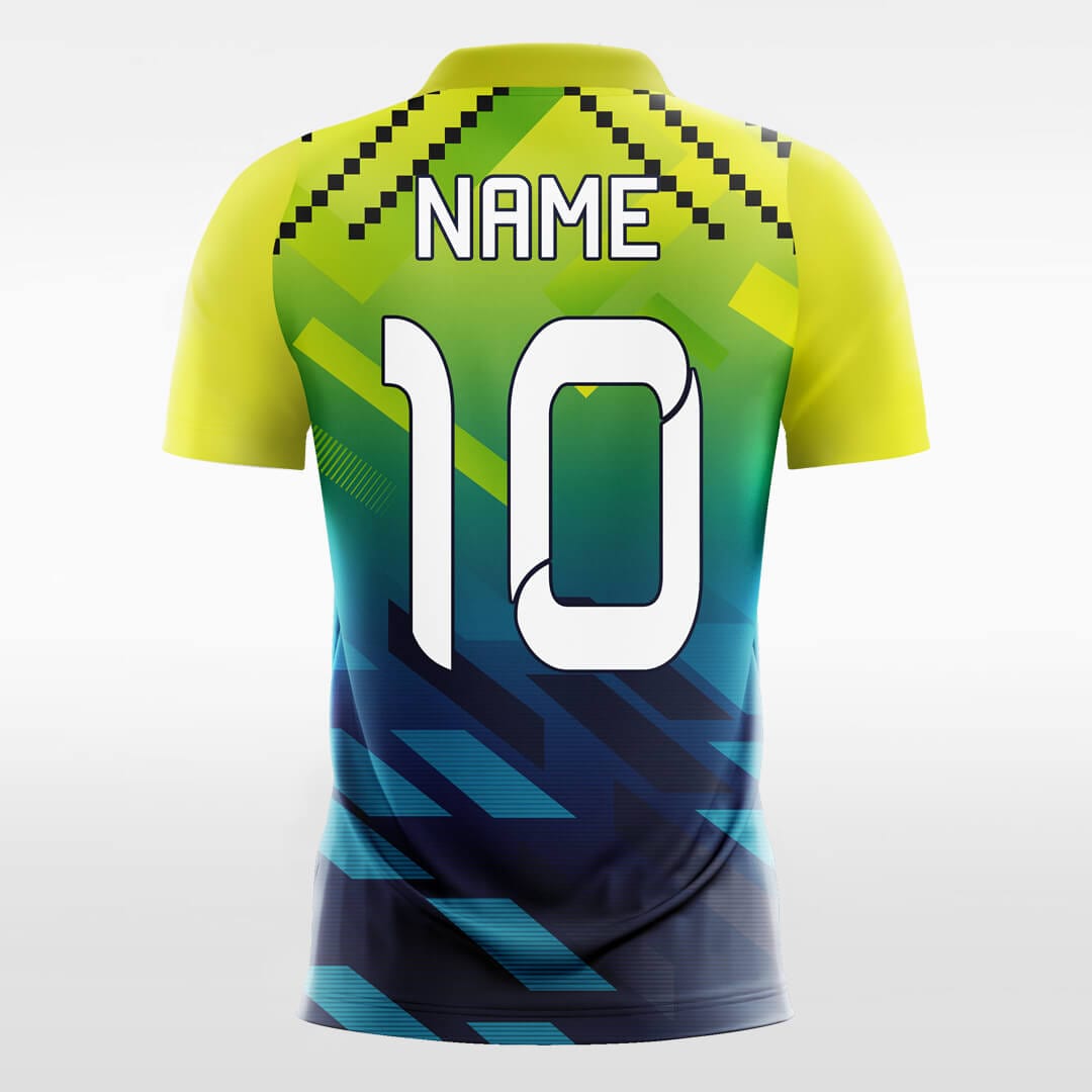 blue short sleeve soccer jersey