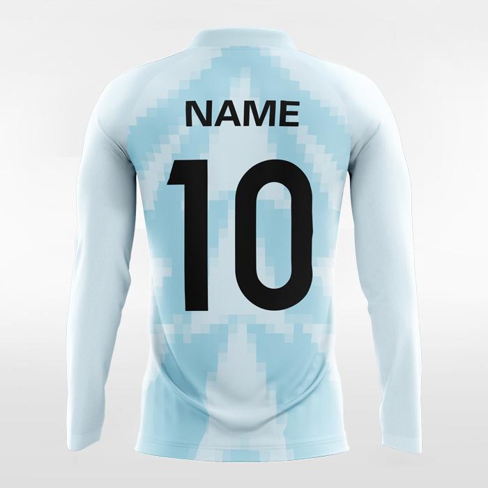 Fashion Mosaic Blue - Custom Long Sleeve Soccer Jersey for Men