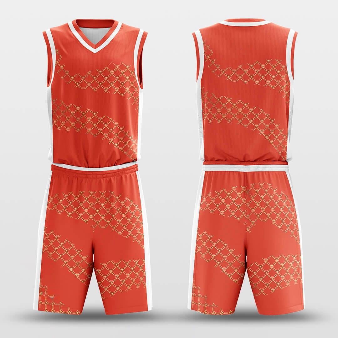 Golden Scales -Custom Basketball Jersey with Shorts Subliamted