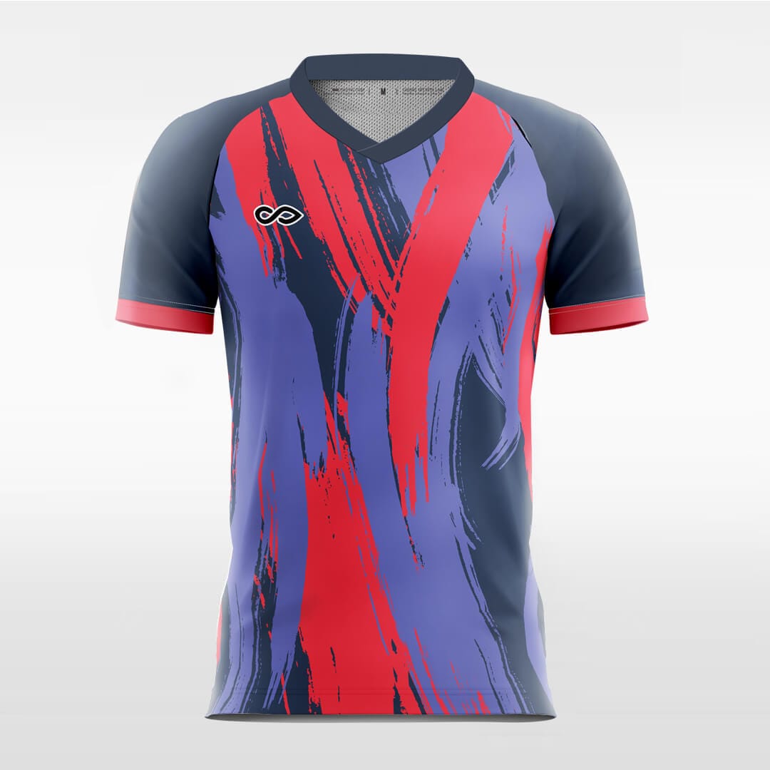 pink and purple short sleeve soccer jersey