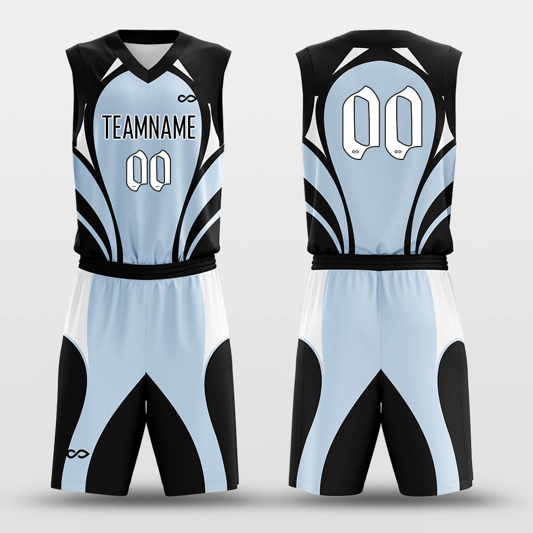 white blue basketball jersey set