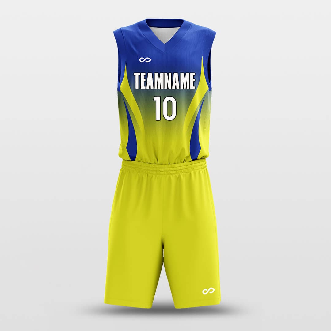yellow blue gradient custom basketball jersey