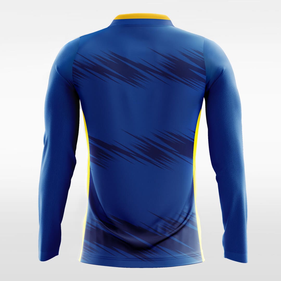 Warm Light - Custom Long Sleeve Soccer Jersey Blue for Men