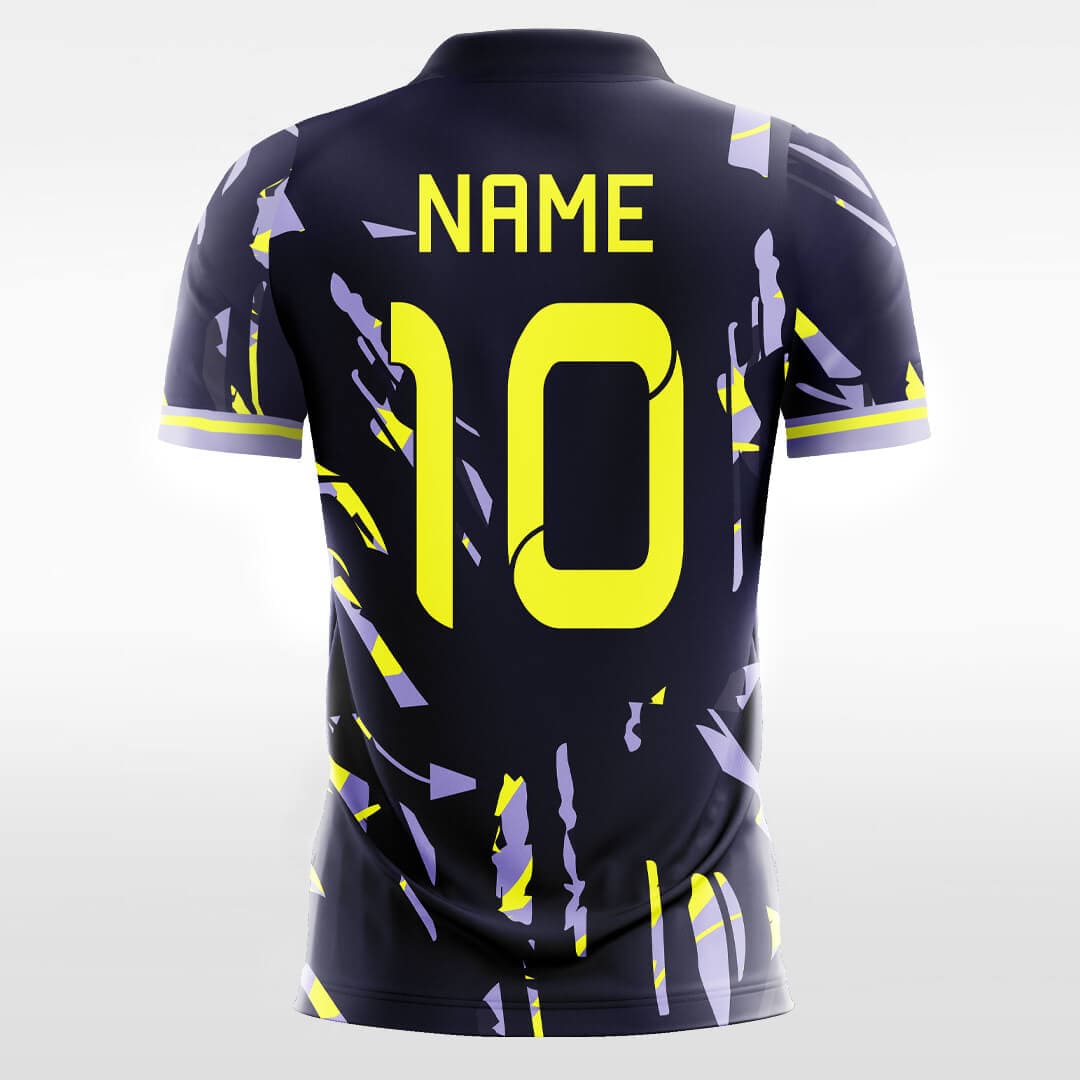 yellow purple custom sleeve soccer jersey