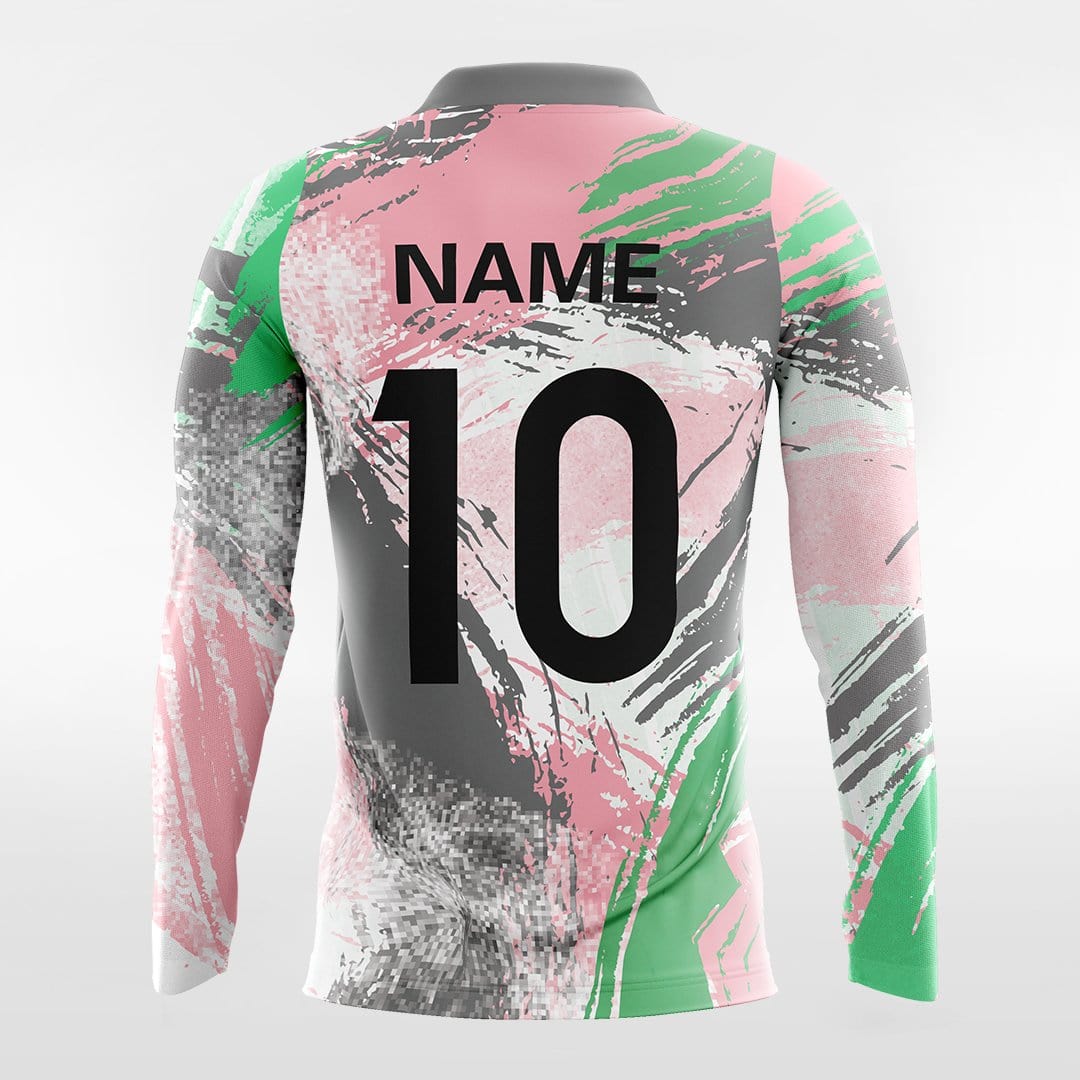 Pink Pop Camouflage - Custom Long Sleeve Soccer Jersey for Men