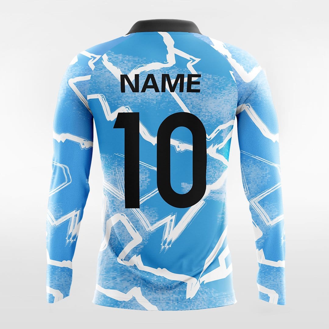 Pop Camouflage Blue - Custom Long Sleeve Soccer Jersey for Men