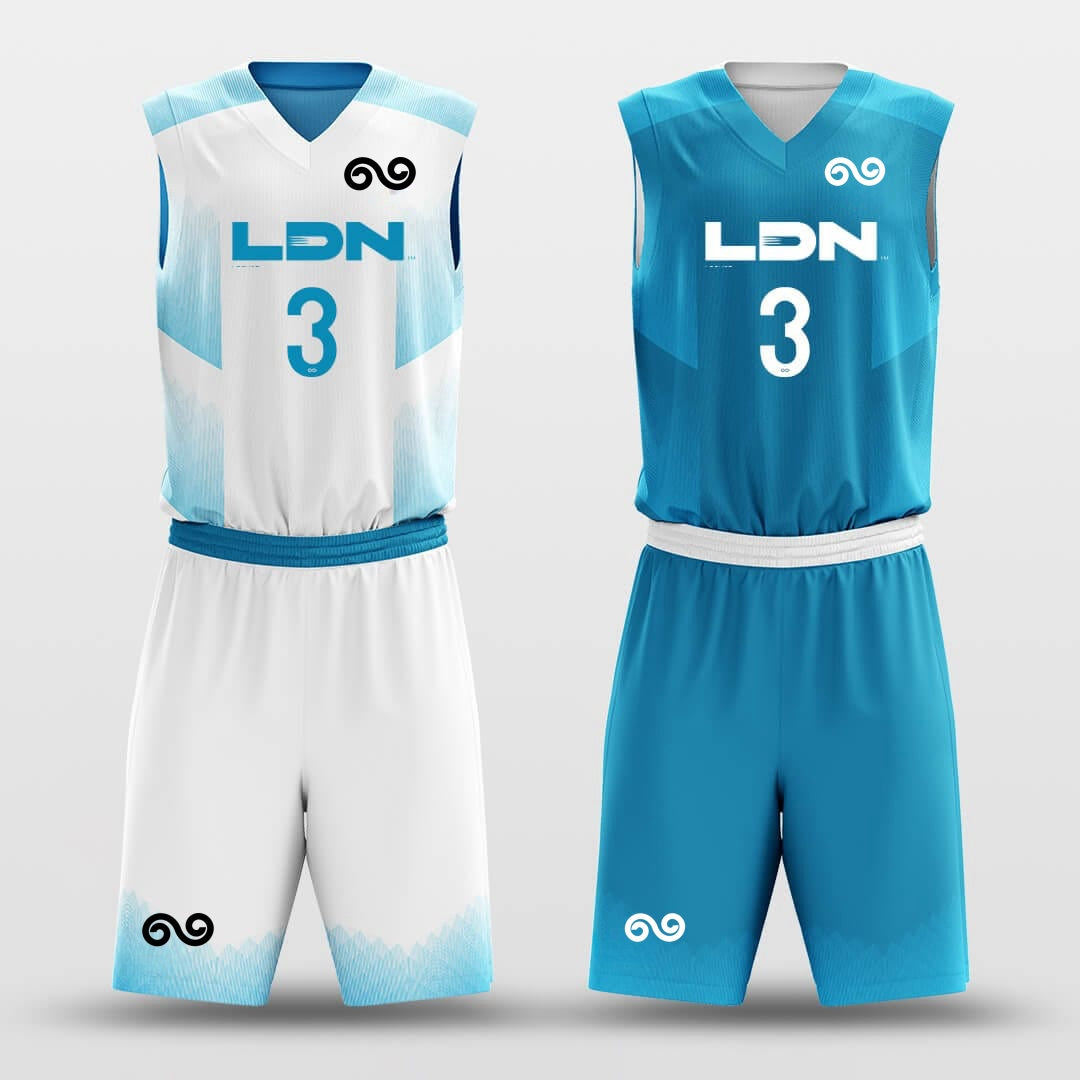 Blue Sky -Custom Reversible Basketball Jersey with Shorts Subliamted