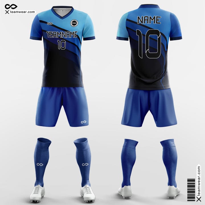 Custom School Soccer Jerseys Blue and Black