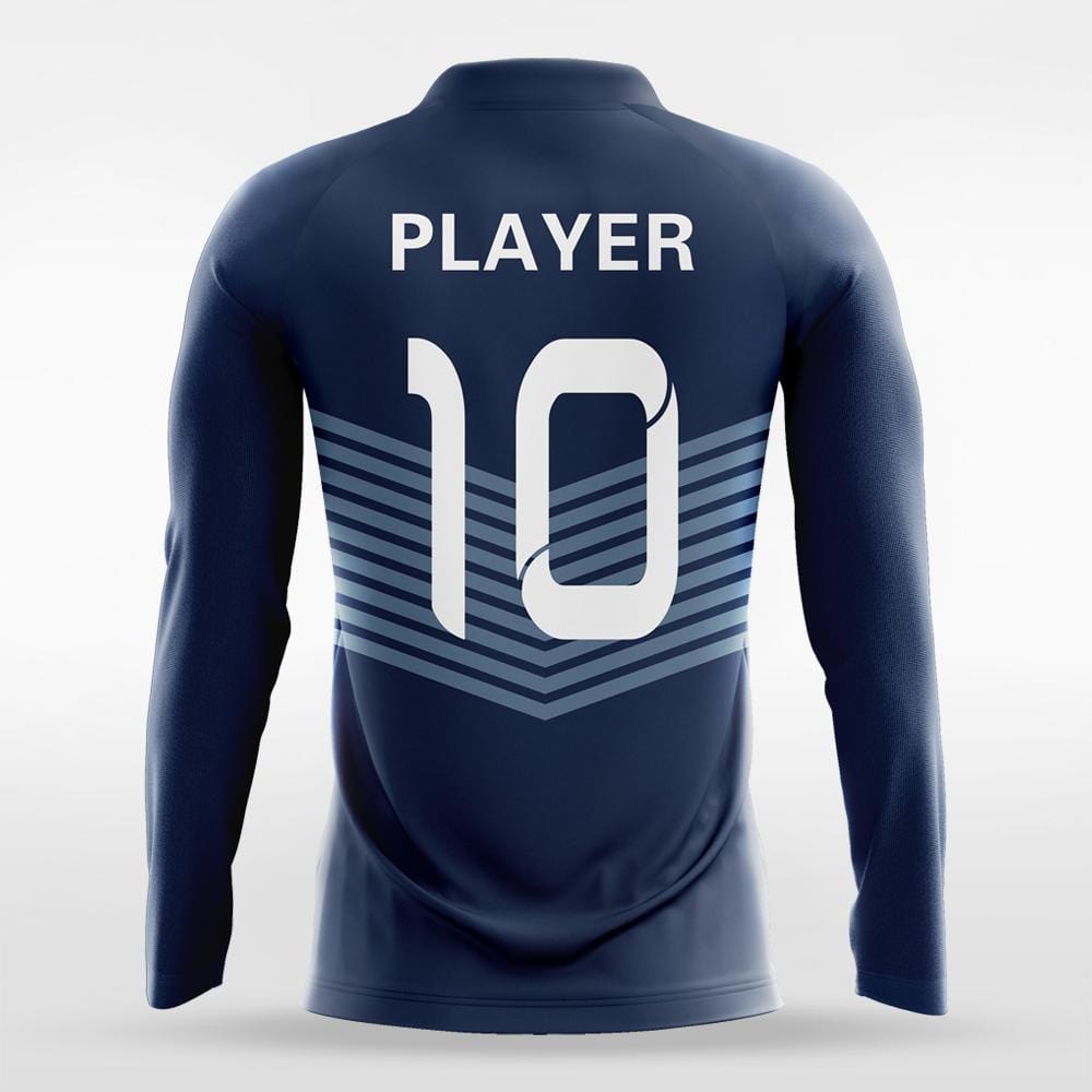 Halo - Custom Long Sleeve Soccer Jersey Navy Blue for Men