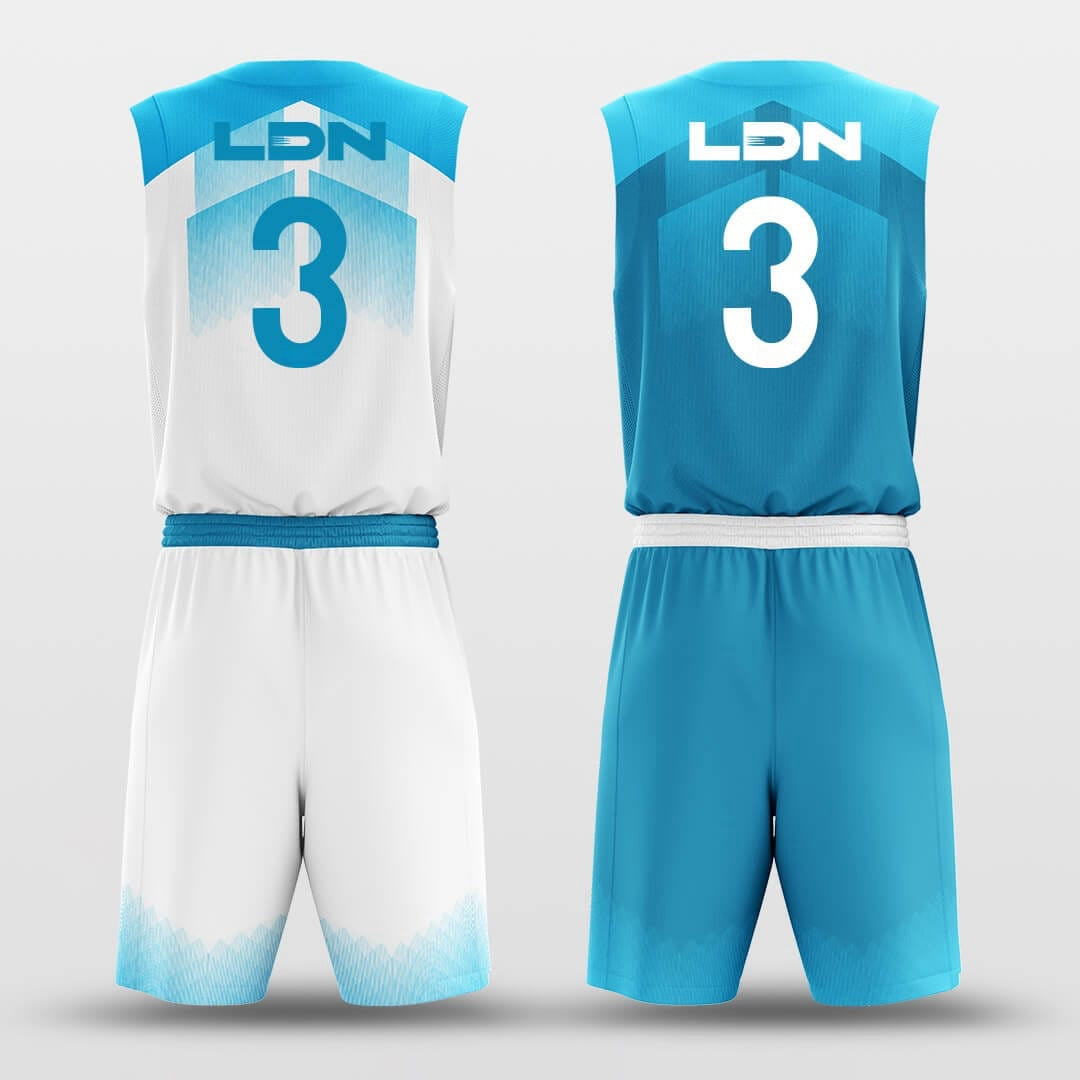 Blue Sky -Custom Reversible Basketball Jersey with Shorts Subliamted