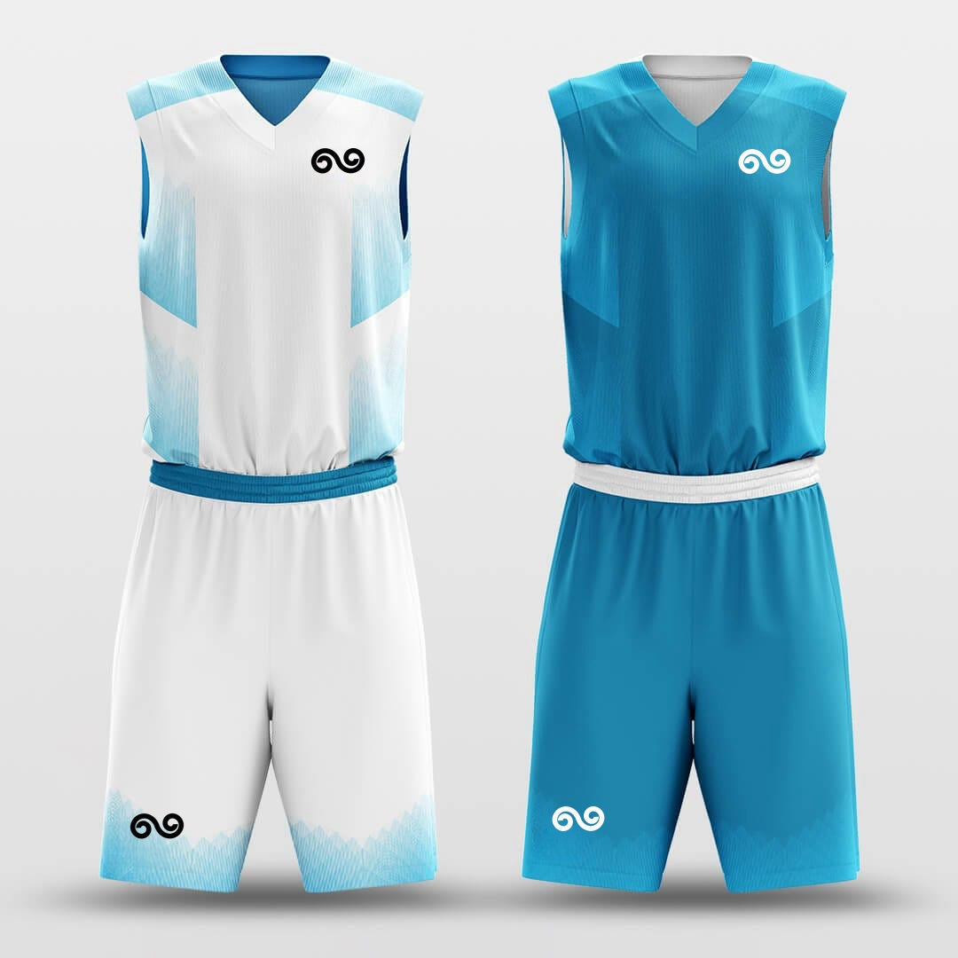 Blue Sky -Custom Reversible Basketball Jersey with Shorts Subliamted