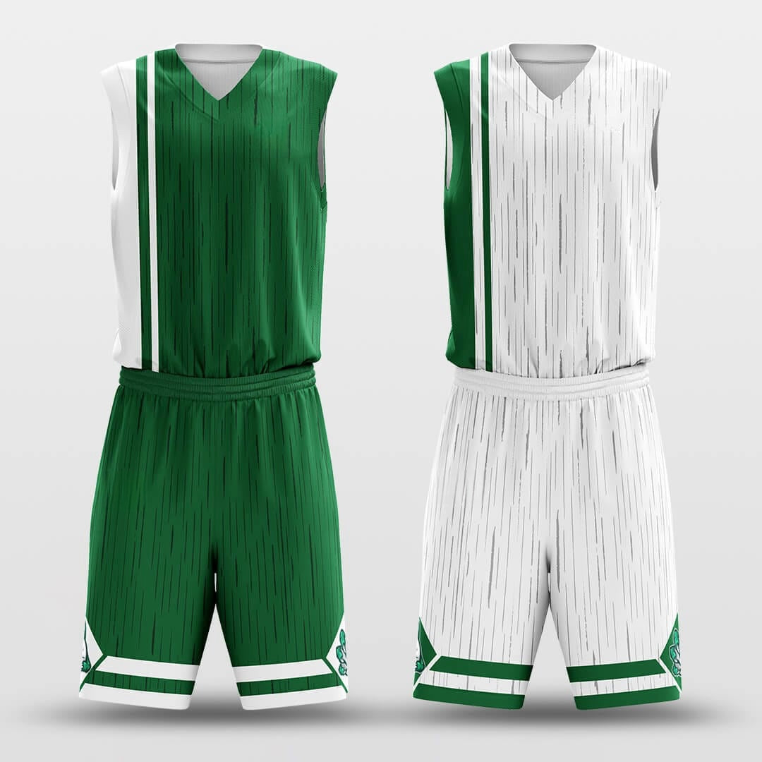 Green Belt -Custom Reversible Basketball Jersey with Shorts Subliamted