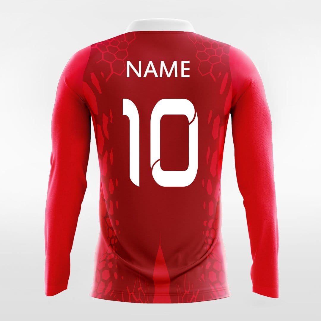 Dragon Vein - Custom Long Sleeve Soccer Jersey Red for Men