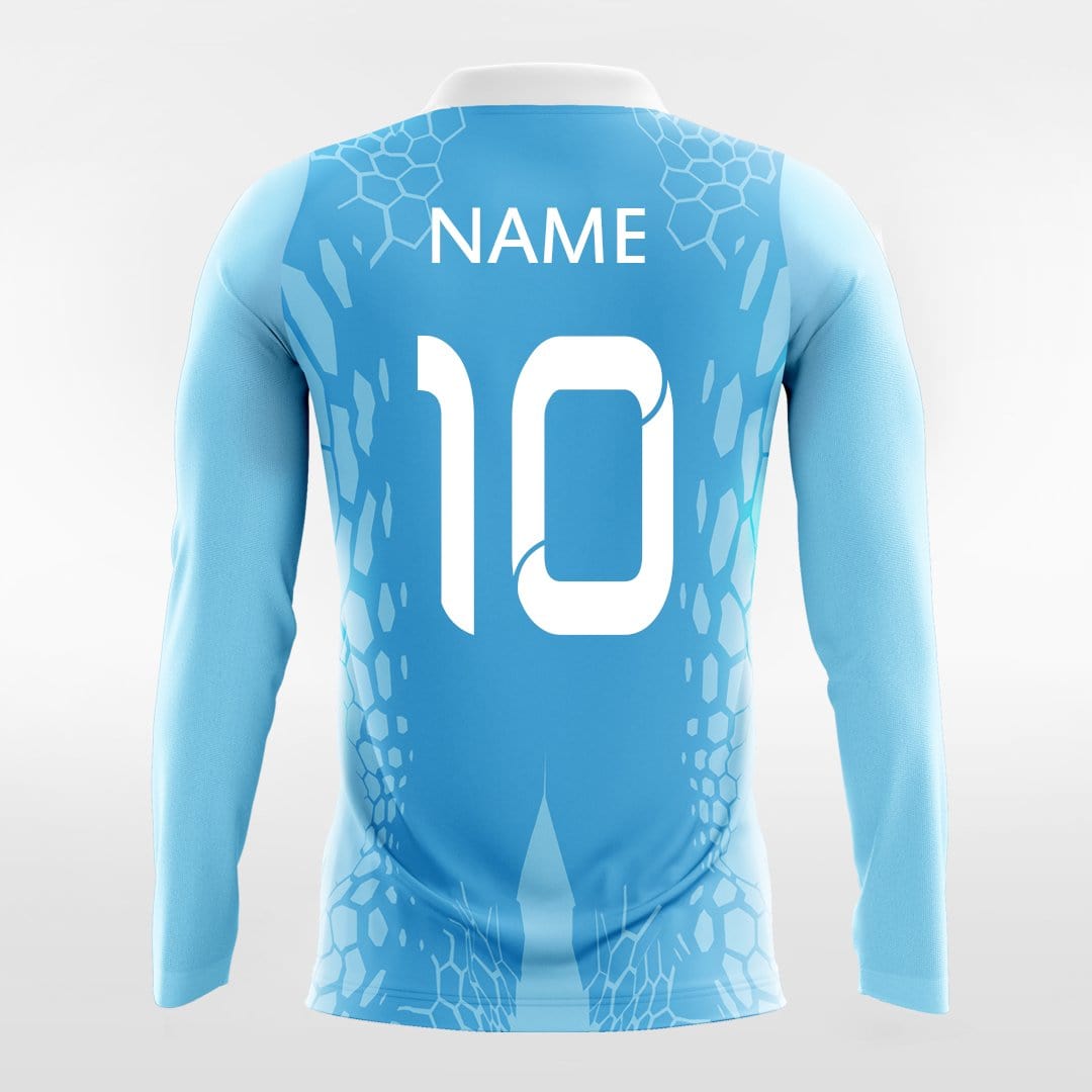 Dragon Vein - Custom Long Sleeve Soccer Jersey Sky Blue for Men