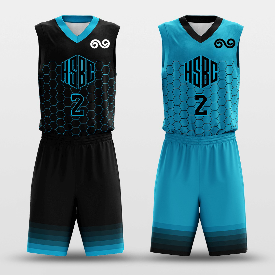 Bee Net -Custom Reversible Basketball Jersey with Shorts Subliamted