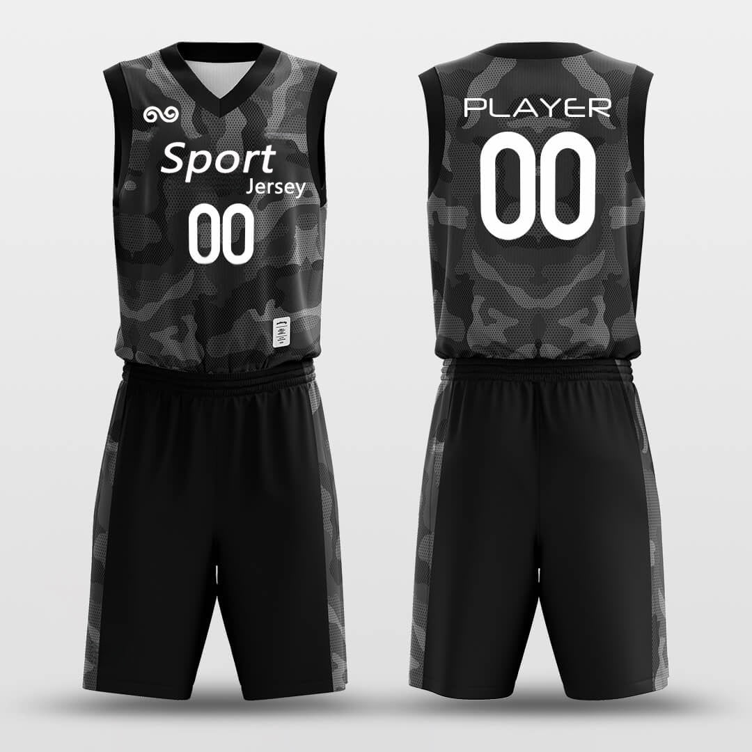Black Camouflage -Custom Basketball Jersey with Shorts Subliamted