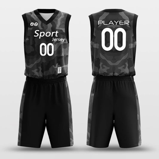 Black Camouflage -Custom Basketball Jersey with Shorts Subliamted