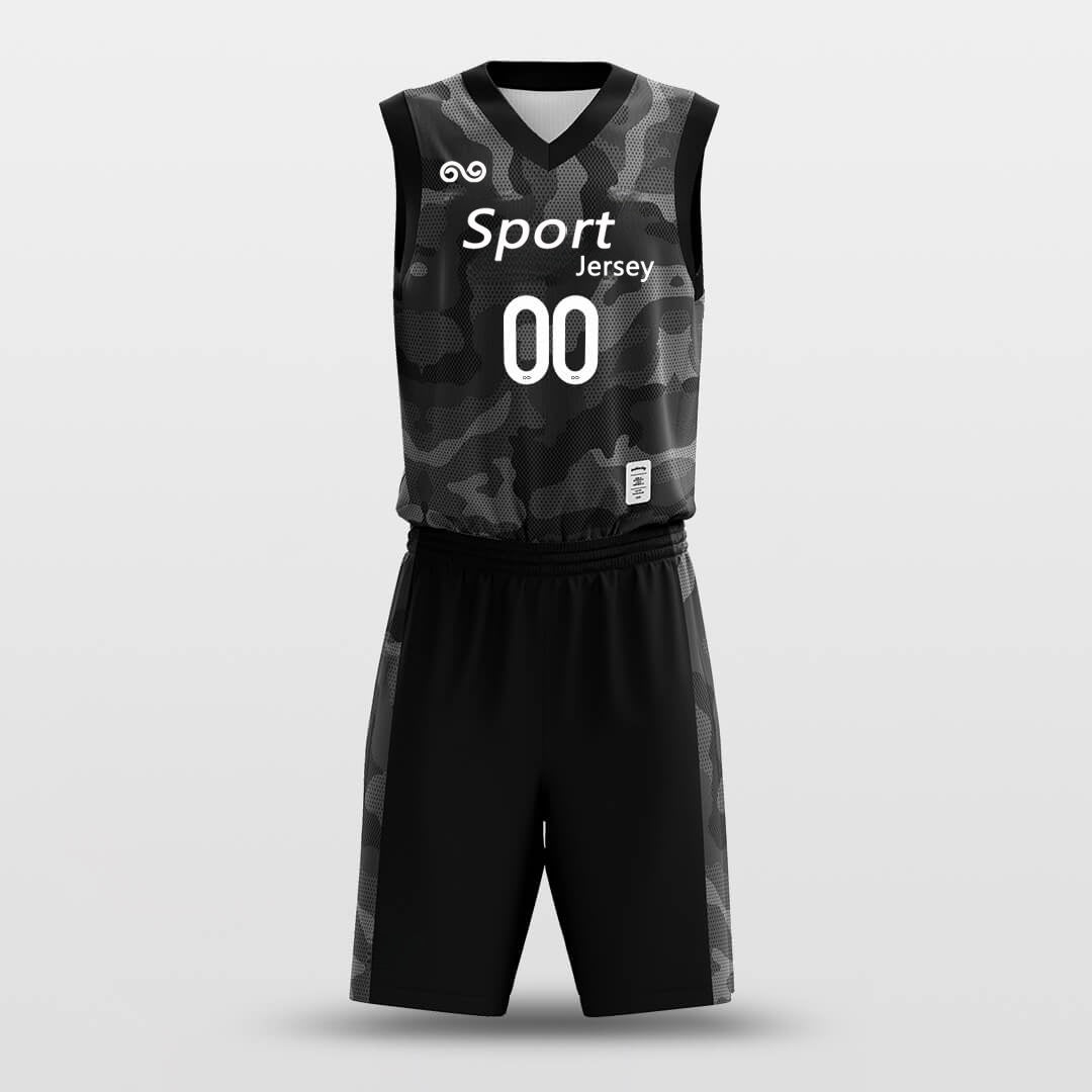 Black Camouflage -Custom Basketball Jersey with Shorts Subliamted