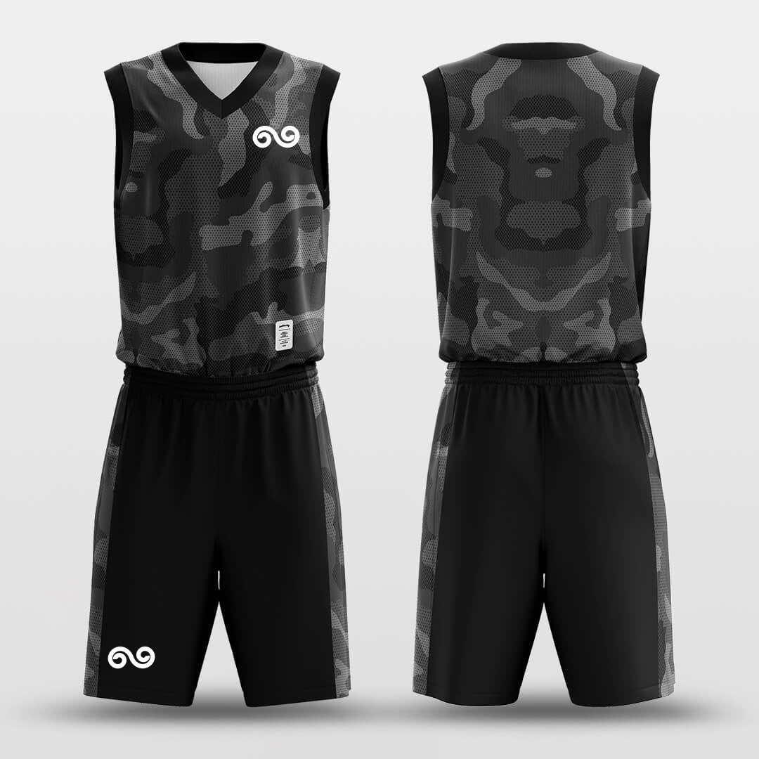 Black Camouflage -Custom Basketball Jersey with Shorts Subliamted