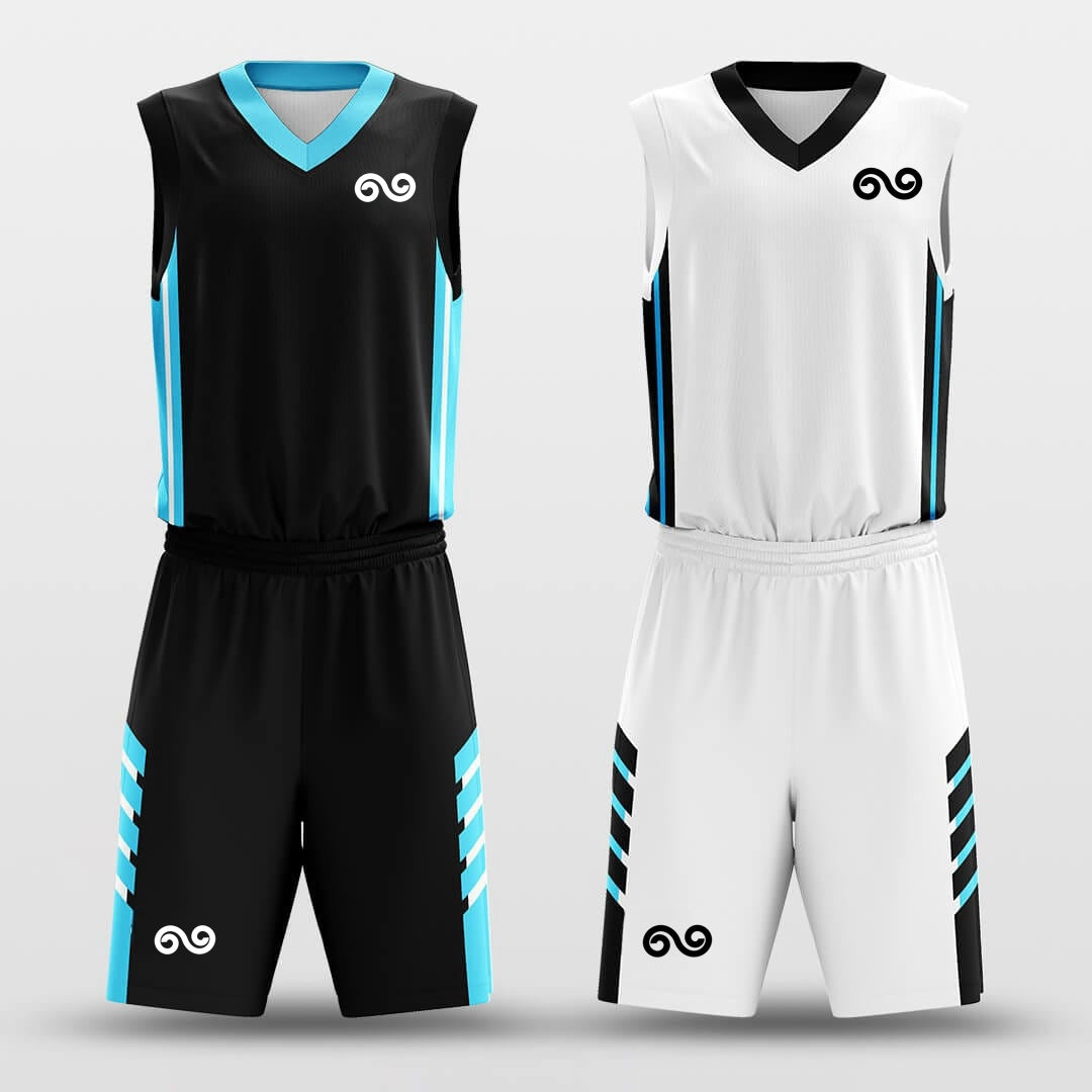 Blue Ice -Custom Reversible Basketball Jersey with Shorts Subliamted