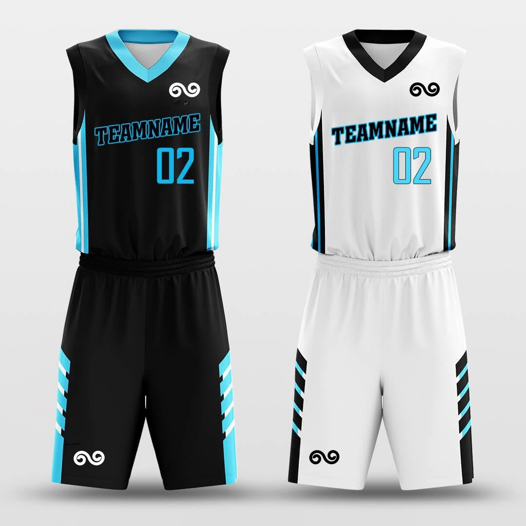 Blue Ice -Custom Reversible Basketball Jersey with Shorts Subliamted