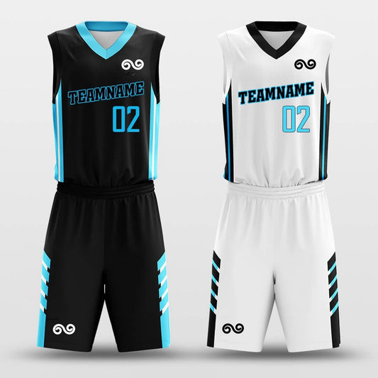 Blue Ice -Custom Reversible Basketball Jersey with Shorts Subliamted