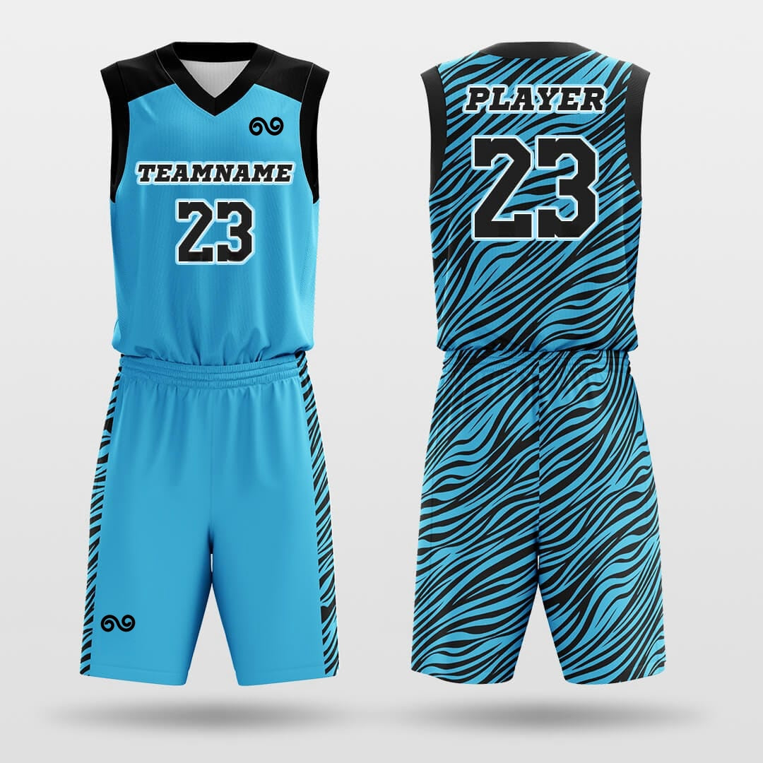 Blue Leopard -Custom Basketball Jersey with Shorts Subliamted
