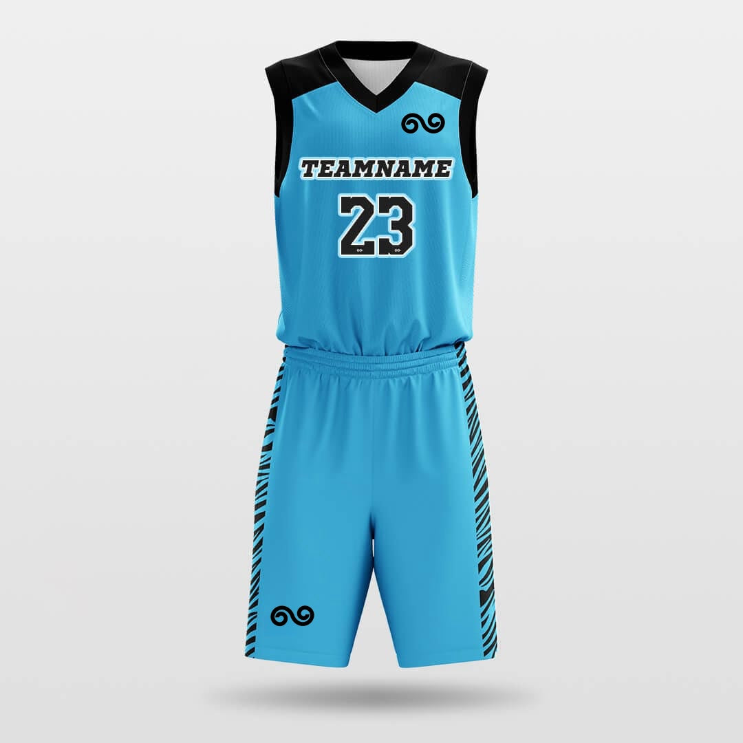 Blue Leopard -Custom Basketball Jersey with Shorts Subliamted