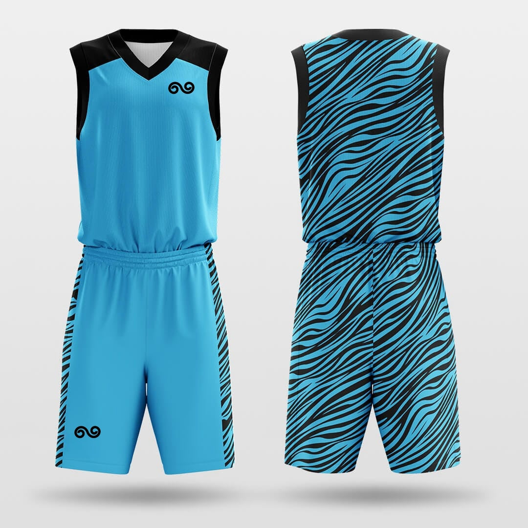 Blue Leopard -Custom Basketball Jersey with Shorts Subliamted