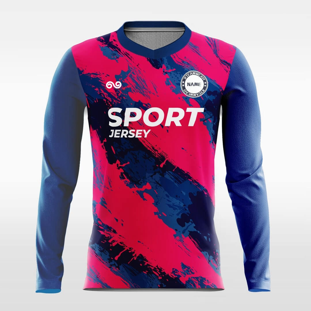 Graffiti - Custom Long Sleeve Soccer Jersey Red for Men
