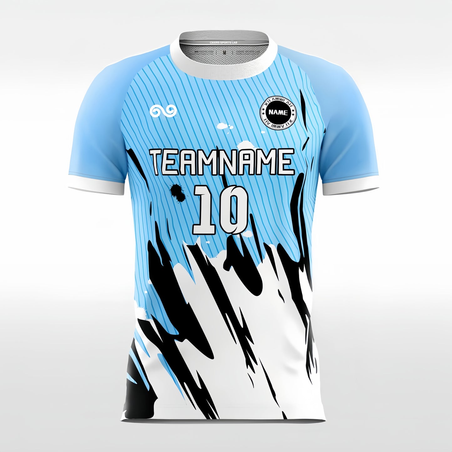 Eruption - Custom Soccer Jersey for Men White and Blue Sublimated