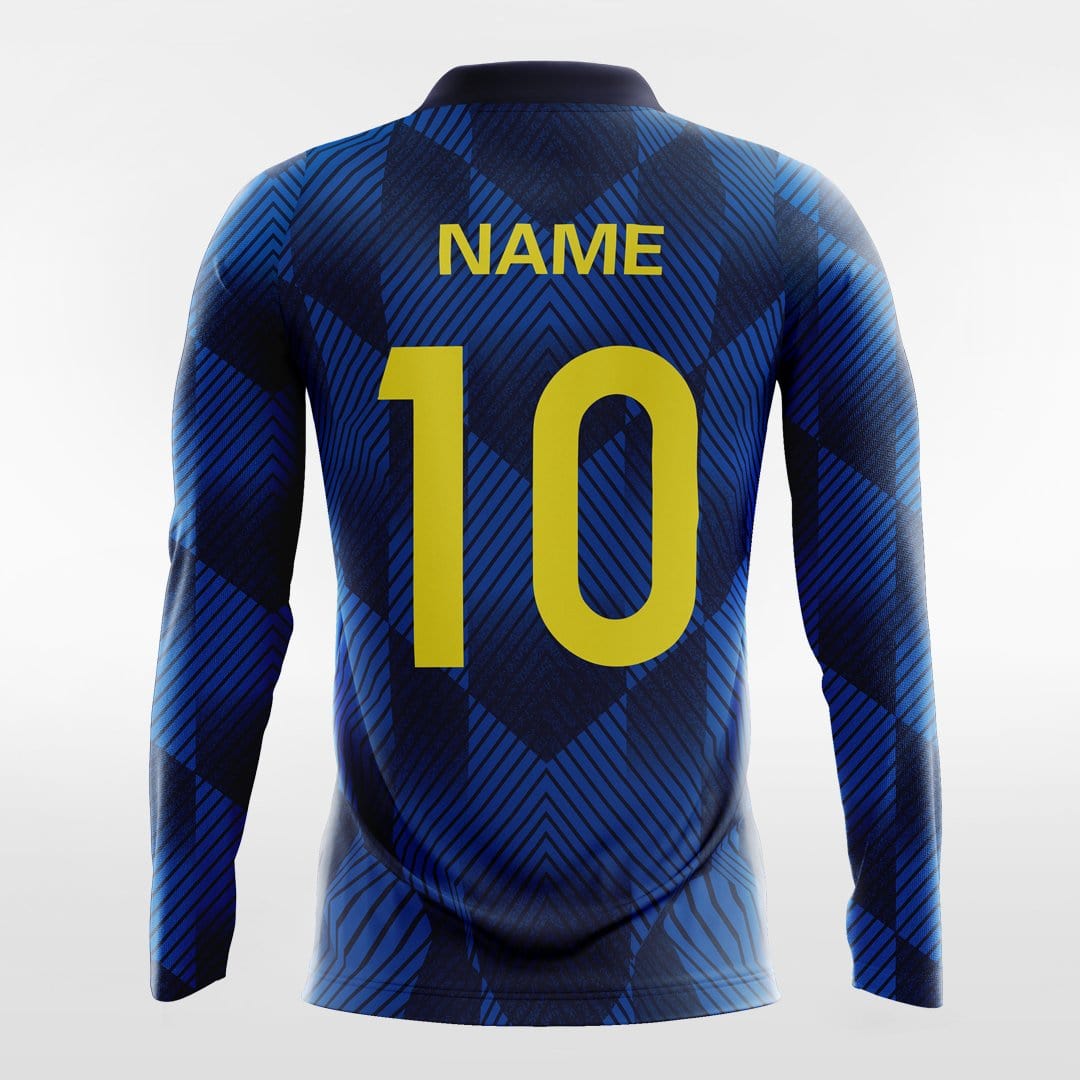 Graffiti - Custom Long Sleeve Soccer Jersey Navy Blue for Men