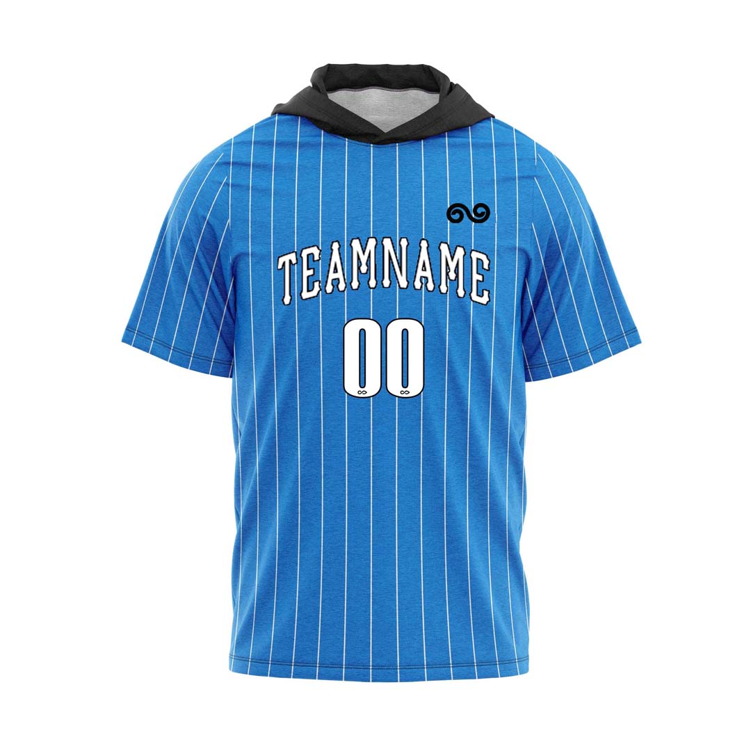 Blue Striped Hoodie Short Sleeve