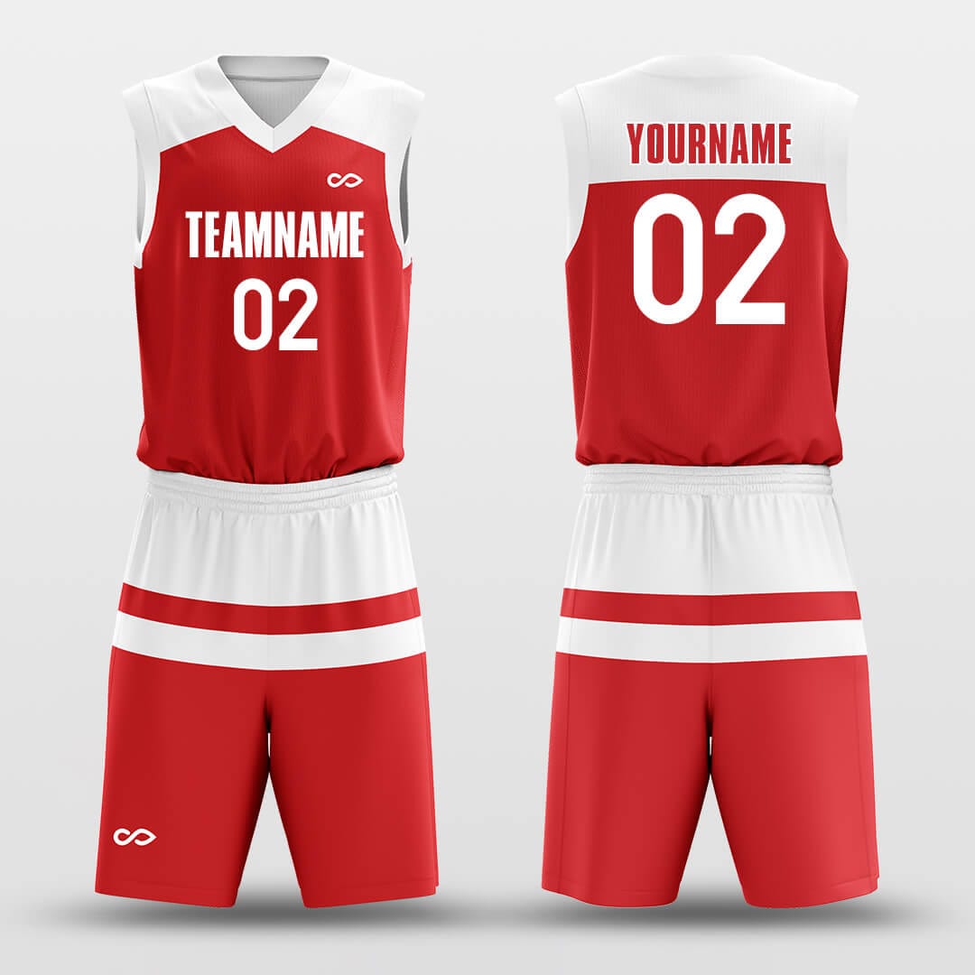 Parallel Red -Custom Basketball Jersey with Shorts Subliamted