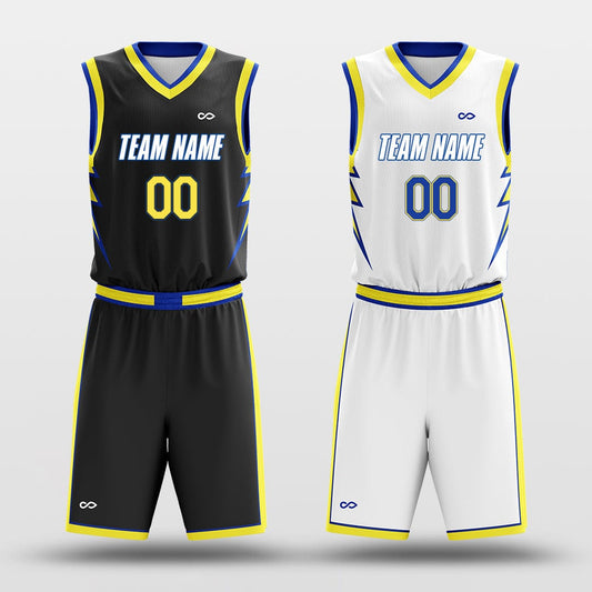 Yellow lightning -Custom Reversible Basketball Jersey with Shorts Subliamted