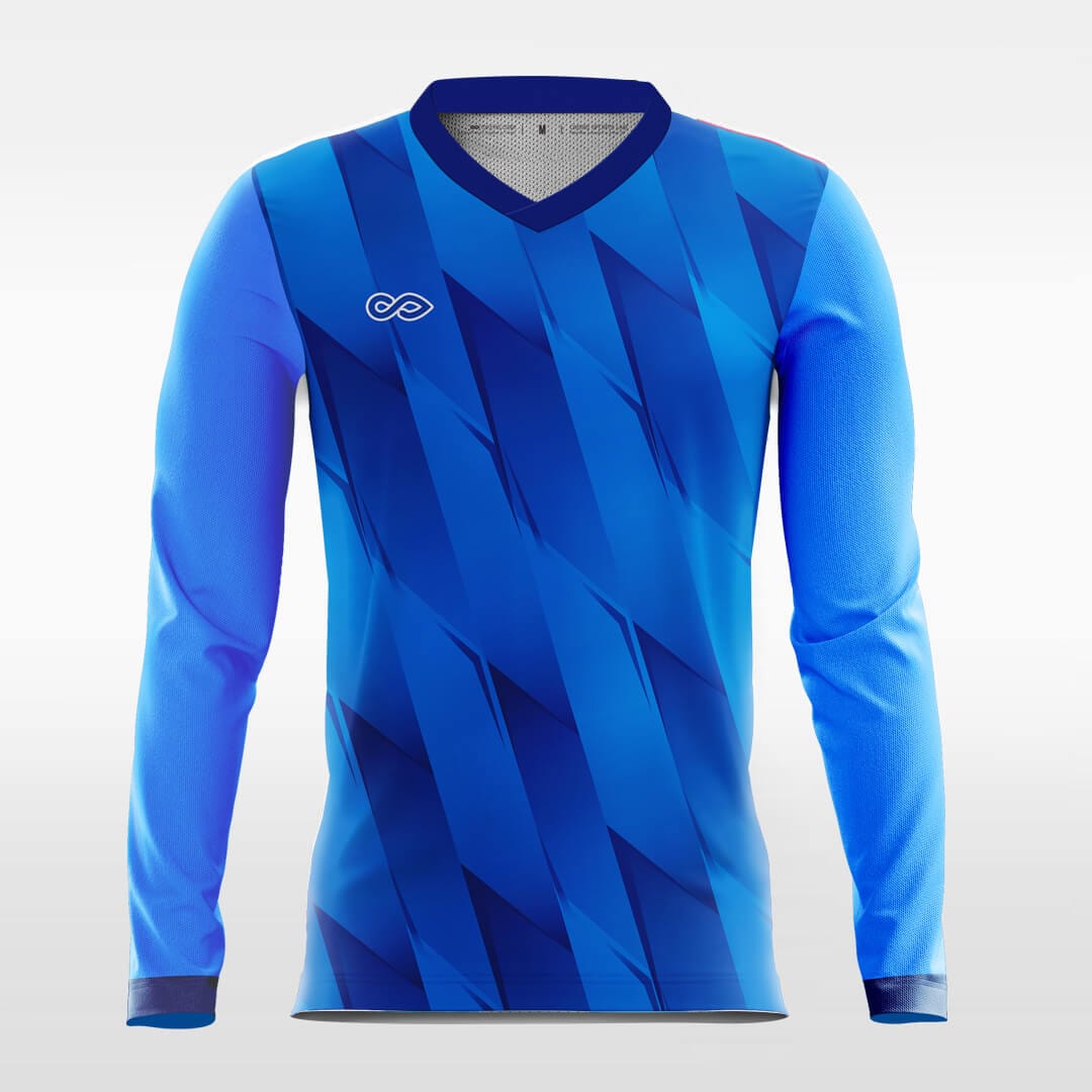 Connection - Custom Long Sleeve Soccer Jersey Blue for Men