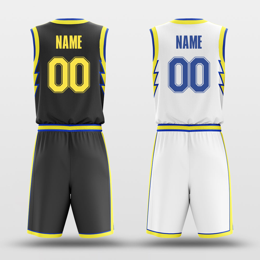Yellow lightning -Custom Reversible Basketball Jersey with Shorts Subliamted