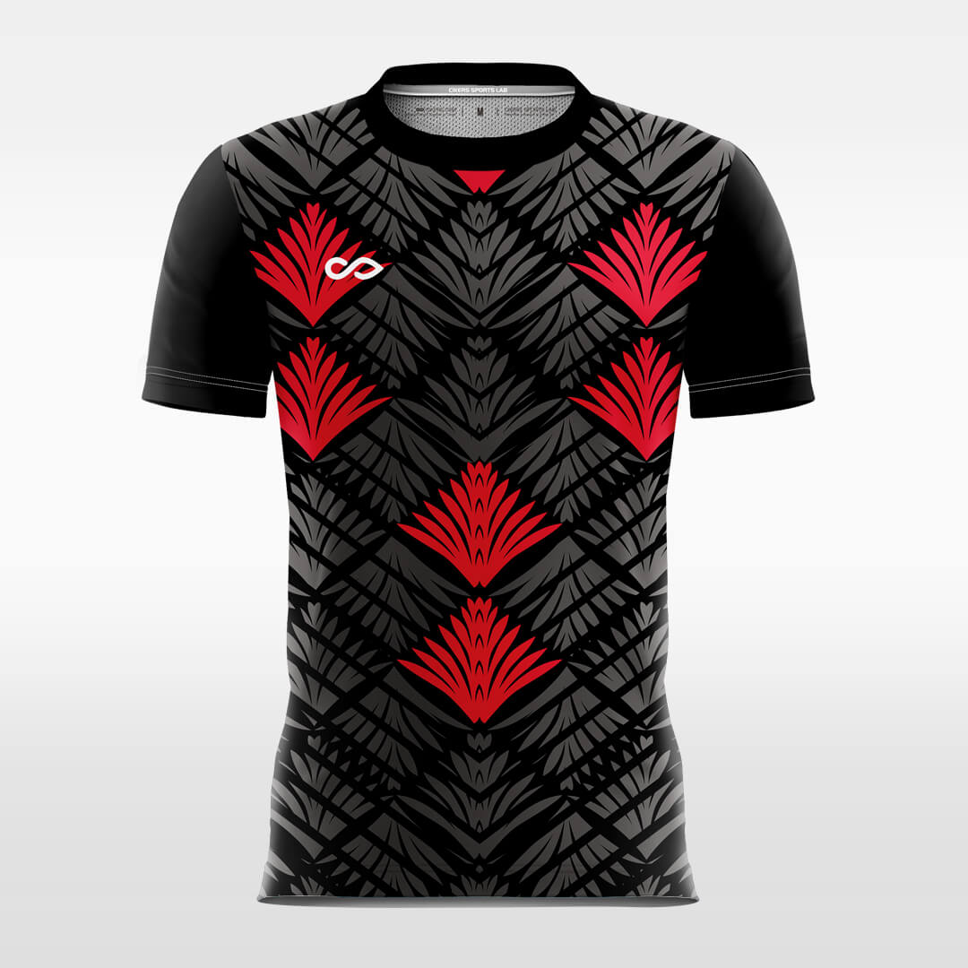 black custom short soccer jersey