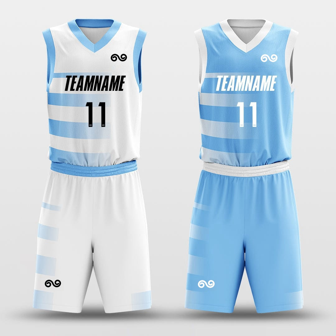 Blue Lake -Custom Reversible Basketball Jersey with Shorts Subliamted
