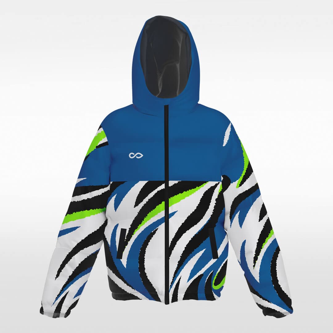       blue custom short winter jacket