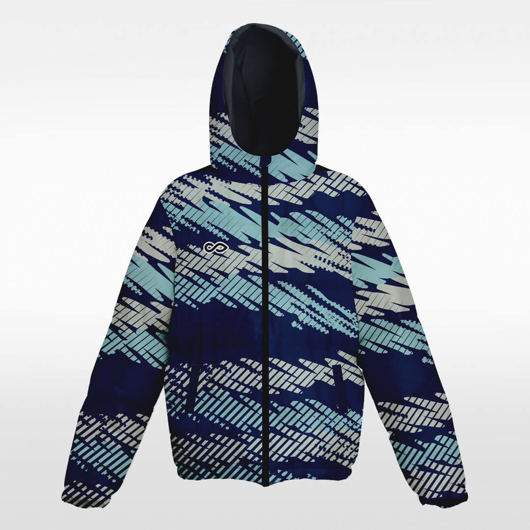 blue custom short winter jacket