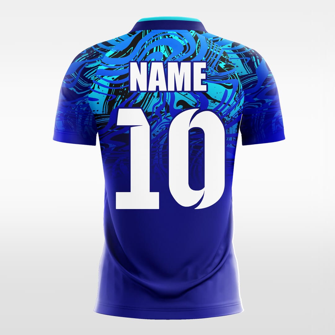    blue custom sleeve soccer jersey